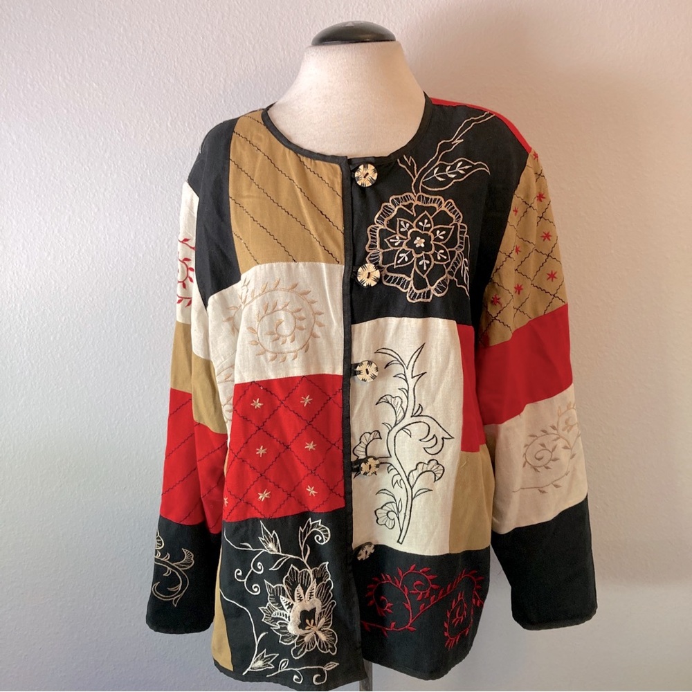 Allure Patchwork Embroidered Lined Jacket 1x - image 1